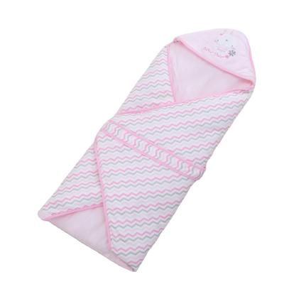 China 100% Cotton Baby Wrap Covering With Hat , Knitted Baby Blanket 95*95cm for sale