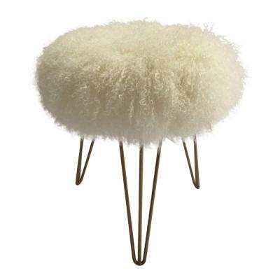 China Hot Selling New Designer Chinese Round Tibet Lambskin White Anti-Slip Stool Cover Mongolian Curly Wool Chair Use Plates for sale