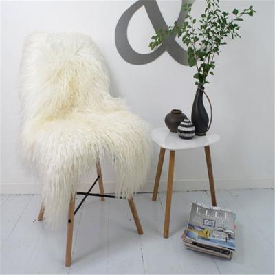 China Hebei China Long Hair Real Pure White Mongolian Sheep Fur Tibetan Fur Blanket Upholstery Sheepskin Blanket for sale