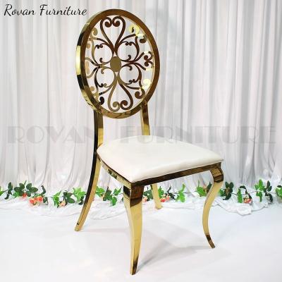 China Modern Royal Banquet Gold Metal Stainless Steel Wedding Chairs Parts Velvet Leather Chair For Wedding Event Reception for sale