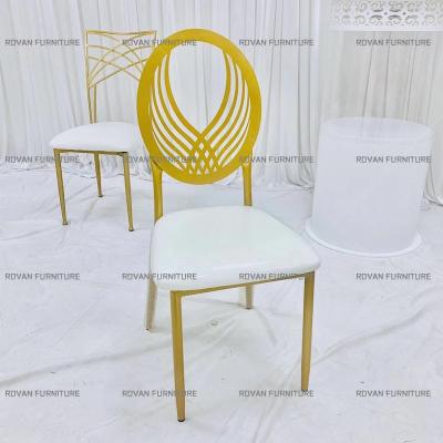 China Wholesale Contemporary Metal Chair Used To Wedding Cheap Event Iron Chair Gold Chair PU White Cushion Modern Furniture for sale