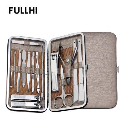 China Durable Nail Art Tools Set Stainless Steel Nail Clipper Kit Beauty Manicure Tools Tweezers Scissors Pedicure Knife 16 PCS Manicure Set for sale