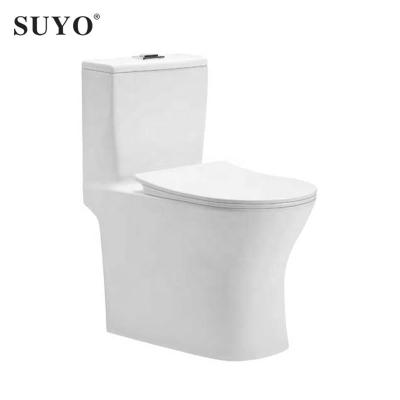 China Double-Flow SUYO Sanitary Ware White Ceramic One-Piece Toilet Clean Water Closet Kuwait Easy Toilet for sale