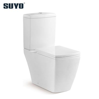 China Chaozhou Factory Double-Flow Modern Soft Narrow Open Back Square Two-Piece Toilet Pan Closet Water for sale