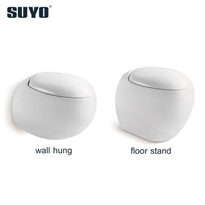 China Chaozhou Supplier Economic Gravity Ware Egg Shape Concealed Flush Ceramic Sanitary Tank Wall Hung WC Toilet for sale