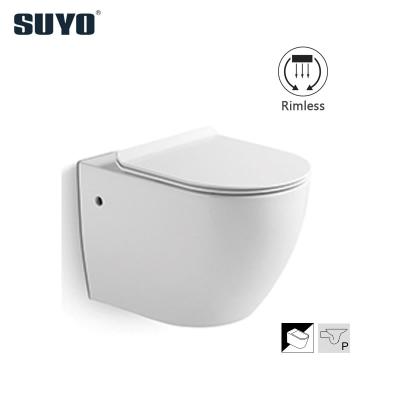 China Hidden Cistern Chaozhou A Grade Glossy White Bathroom Toilet Material Ceramic Rimless Wall Hung WC Toilet Cabinet for sale