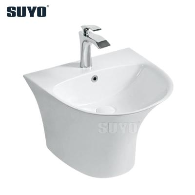 China Shampoo Sinks Ceramic Semi-Hang Hung Pedestal Basin Wash Basin Wholesale Half Bathroom Wall Sink for sale