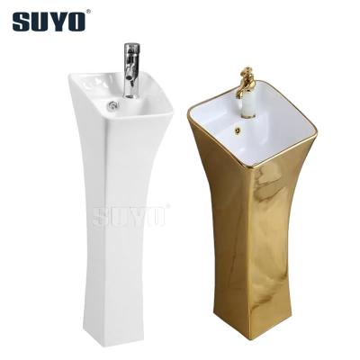 China Chaozhou Factory Modern Bathroom Design Luxury One Piece Pedestal Face Sink Basins for sale