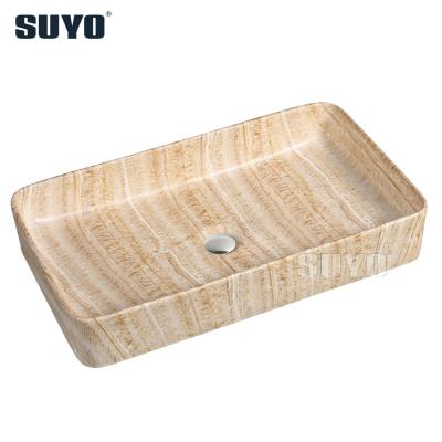 China Commercial Chaozhou Modern Manufacturer Art Rectangular Marble Basin Over Counter Granite Bathroom Sinks for sale