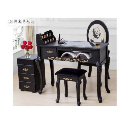 China China supplier gold flower design drawers in the middle exquisite bronze handle european antique black nail table for sale