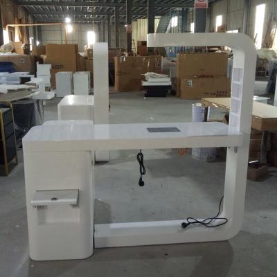 China Foshan factory sale single/double whiteboard nail manicure hot beauty salon manicure table with led light for sale