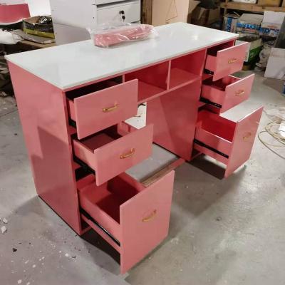 China Wholesale Nail Table Salon Beauty Furniture Manicure Station Pink Zero for sale