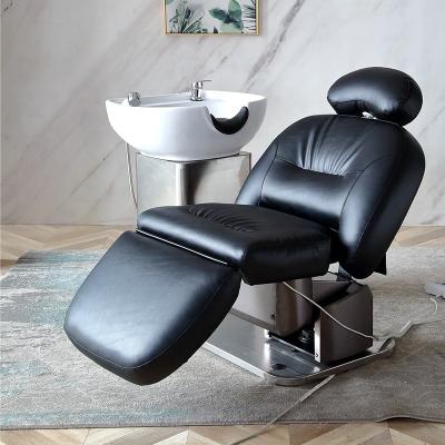 China Hot New Design Modern Black Wash Electric Shampoo Chair Foshan Factory Sale Electric Shampoo Chair For Barber Shop for sale