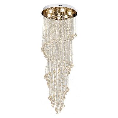 China Modern Simple Modern Crystal Staircase Multi-Spiral Chandelier Style Duplex Chandelier Long Hotel Villa Lamp for sale