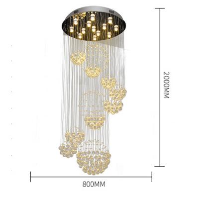 China New Style Long Style Crystal Ball Rain Drop Round Elegant Spiral Chandelier Hotel Modern Style Crystal Chandeliers for sale