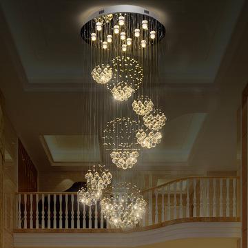 China Hot Selling Style Modern Luxury Crystal Chandelier K9 Style Hanging Light For Attic Or High Ceiling Living Room for sale