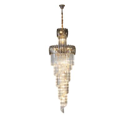 China 2020 new modern design crystal+clear hight smoky crystal chandelier for high ceiling decoration for sale