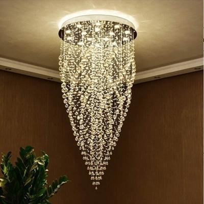 China Modern Style Dropped Crystal Ball Ceiling Chandelier for High Ceiling Decoration for sale