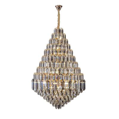 China Double Color Style Crystal Chandelier Modern Luxury Large Crystal Chandelier Pendant Lamp For Villa Project for sale