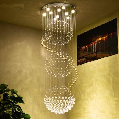 China Amazon Hot Sale Modern Long Attic Drop Height Crystal Chandelier For Staircase Or High Ceiling Deco for sale