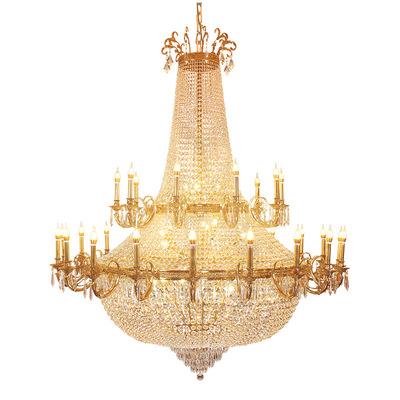 China H65 living room/villa/copper hotel/copper large French style building duplex chandelier for villa decoration for sale