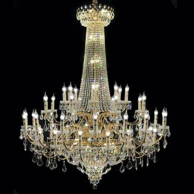 China Living room/villa/hotel/cafe/restaurant diameter 1.2 meters with 36 lights 4 layers large crystal chandelier with iron light frame for temple project for sale