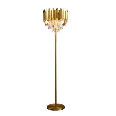 China Gold Color Stainless Steel Postmodern Crystal Standing Floor Lamp Lighting and circuitry design for sale