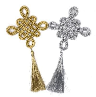 China Classic Handmade Hot Fringe Chinese Knot Button Gold For Fabrics for sale