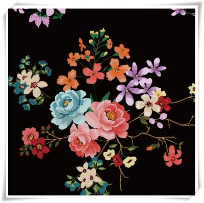 China 2021 new stretch fabric collection flower printed colorful series printed stretch fabric for dress for sale