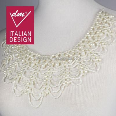 China Newest Eco-friendly Design Italian Pearl Beaded Neck Design For Ladies Costume for sale