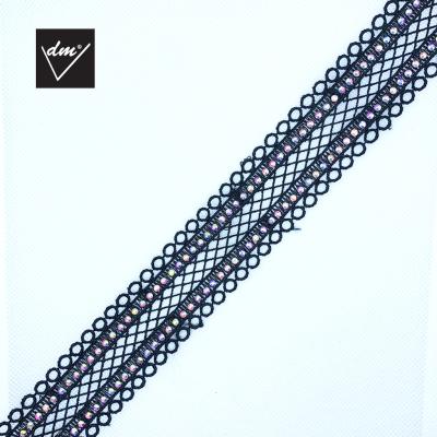 China Sustainable New Customized Elegant Beaded Lace Ribbon Trimming For Clothing for sale