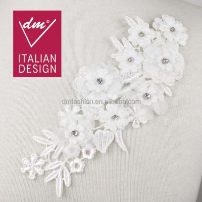 China China wholesale 3D flower rhinestone bridal lace applique for wedding dress for sale