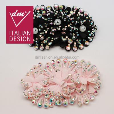 China Attractive And Charming Colorful Rhinestone Flower Sustainable Crystal Fabric Applique for sale