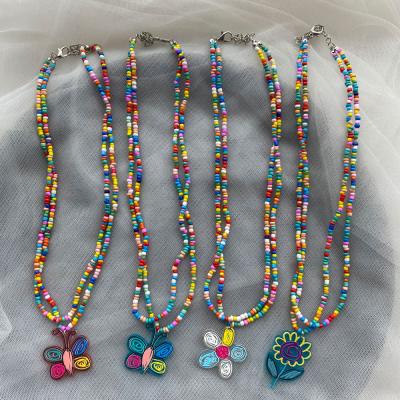 China CLASSIC Pearl Necklace Rice Necklace Colorful Rainbow Pearl Necklace for sale