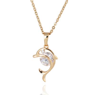 China Coppe Dolphin Pendant Necklace, 14k Gold Necklace, Italian Jewelry Gold with Stone (PR2339) for sale