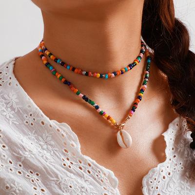 China The New Candy Color Pearl Shell Pendant Double Strand Necklace for sale