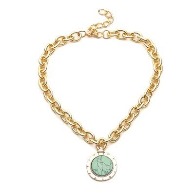 China Trendy Chunky Gold Chain Gemstone Pendant Necklace Women Women Necklace for sale