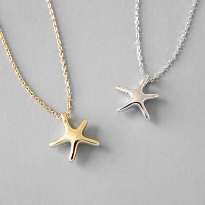 China Hot Sale Women Necklace Starfish Design Silver Plated 925 Sterling Silver Necklace For Women's Pendants Necklace for sale