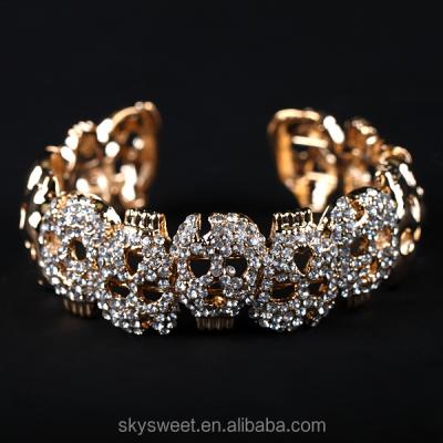 China 2016 Full ALLOY Diamond Skull 24k Gold Bracelet Justin bieber bangles Gold Bangle Bracelets (SWTJU1115) for sale