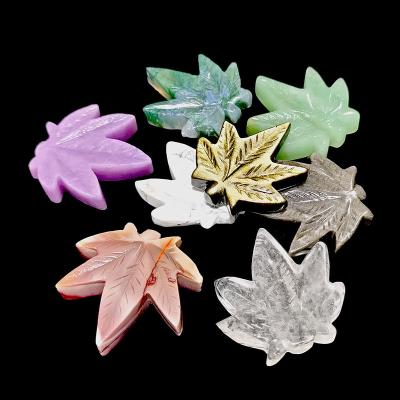 China China People Open Artificial Leaves Carving Wholesale High Quality Crystal And Gemstone Carved Crystal Mix Leaf for sale