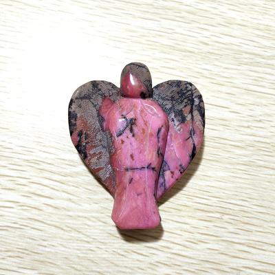 China China Wholesale Pink Rhodonite Gemstone Carving Beautiful Rhodonite Palm Angels For Decoration for sale