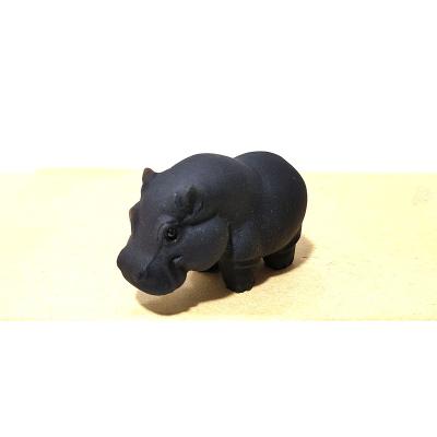 China China Hippopotamus Toy Wholesale High Quality Hippopotamus Statue Black Obsidian Crystal Carving for sale