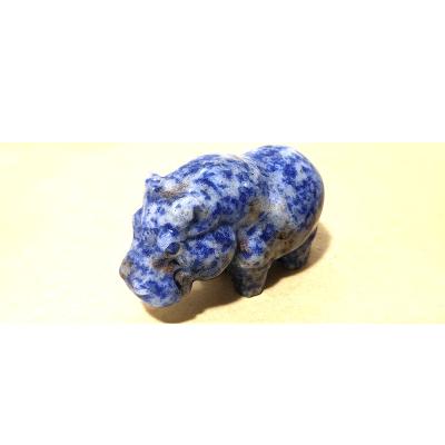 China China Wholesale Cute Blue Hippo Statue Dot Stone Carvings And Sculptures For Sale for sale