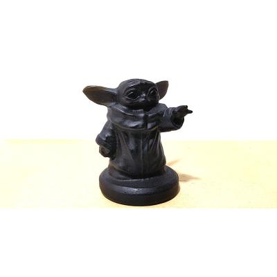 China China Baby Yoda Figures Wholesale Natural Black Obsidian Baby Yoda Toy Carving For Sale for sale