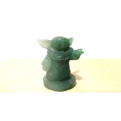 China Rough Hand-carved Aventurine Crystal Carving Baby Yoda Statue Wholesale India Green Aventurine from China for sale