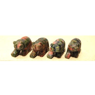 China China Crystal Unakite Natural Gemstone Hand-carved Unakite Bear Statue For Decoration for sale