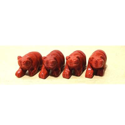 China China Gemstone Animal Carvings Sell Beautiful Jasper Stone Bear Statue Stand Wholesale Red For Sale for sale