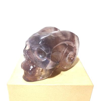 China Wholesale Beautiful China Fluorite Fluorite Crystal Carving Skulls Carving With Sheep Horns For Sale for sale