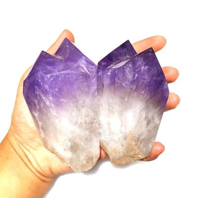 China Wholesale High Quality Natural Amethyst Tower Crystal Amethyst China Double Point Crystal Stick for sale