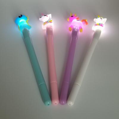 China Girl Cute Net Red Creative Soft Heart Sister Unicorn Cartoon Neutral Pen Personality Writing Glowing Cute Pen for sale